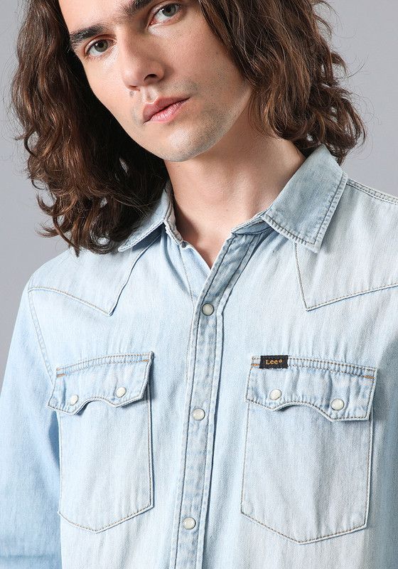 Camisa Regular Lee Western Azul -3