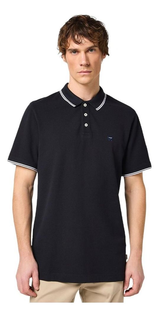 Polera Hombre Refined Pique Solid Black W/ White Tipping-0