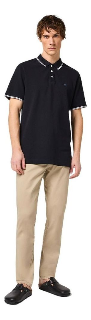 Polera Hombre Refined Pique Solid Black W/ White Tipping-2