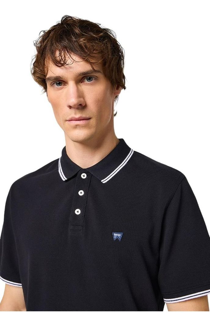 Polera Hombre Refined Pique Solid Black W/ White Tipping-3