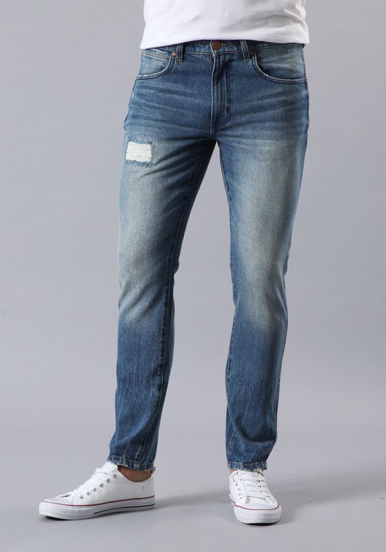 Jeans Larston Slim Tiro Medio Azul -0
