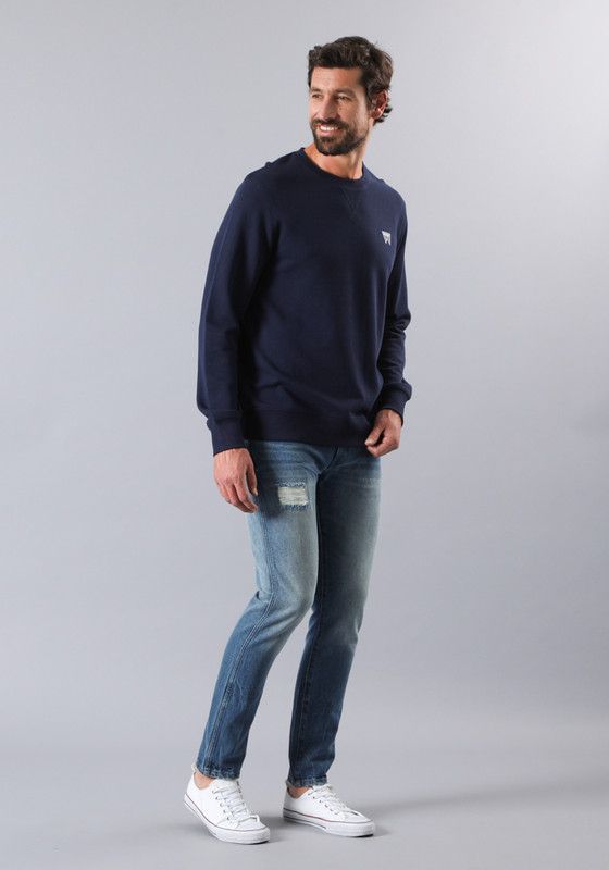 Jeans Larston Slim Tiro Medio Azul -2