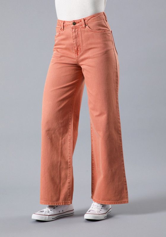 Jeans Stella A Line Relaxed Fit Tiro Alto Naranjo-0