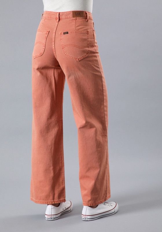 Jeans Stella A Line Relaxed Fit Tiro Alto Naranjo-1
