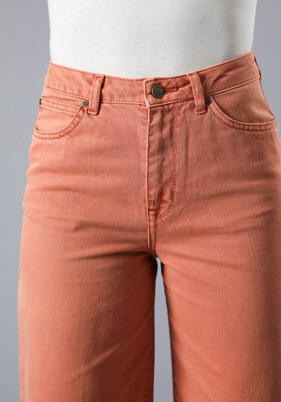Jeans Stella A Line Relaxed Fit Tiro Alto Naranjo-3