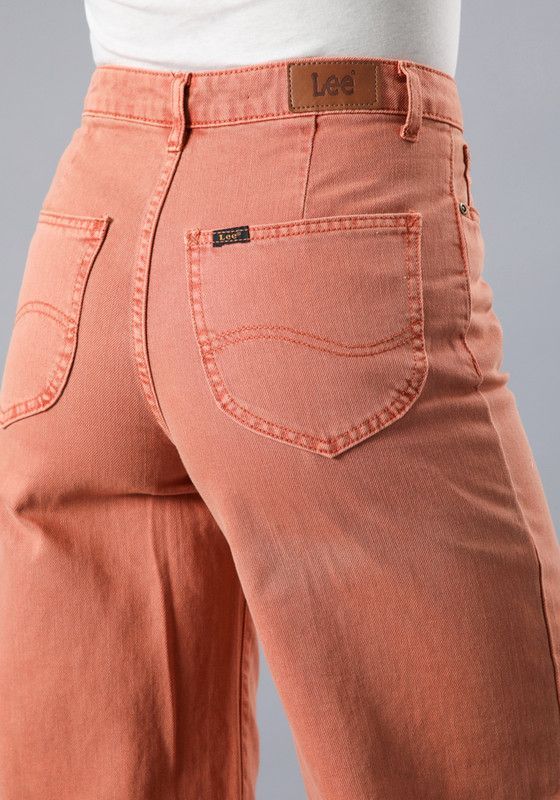 Jeans Stella A Line Relaxed Fit Tiro Alto Naranjo-4