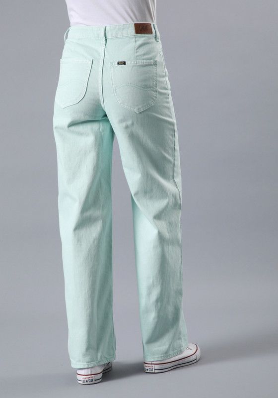 Jeans Stella A Line Relaxed Fit Tiro Alto Verde-1