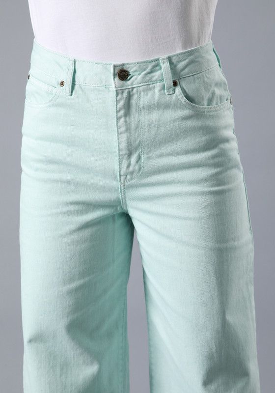 Jeans Stella A Line Relaxed Fit Tiro Alto Verde-3