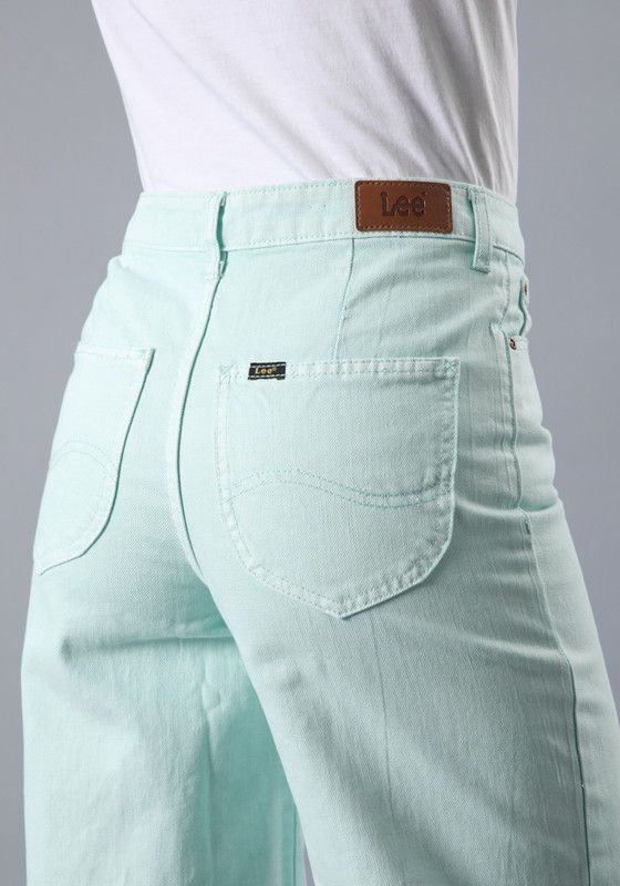 Jeans Stella A Line Relaxed Fit Tiro Alto Verde-4