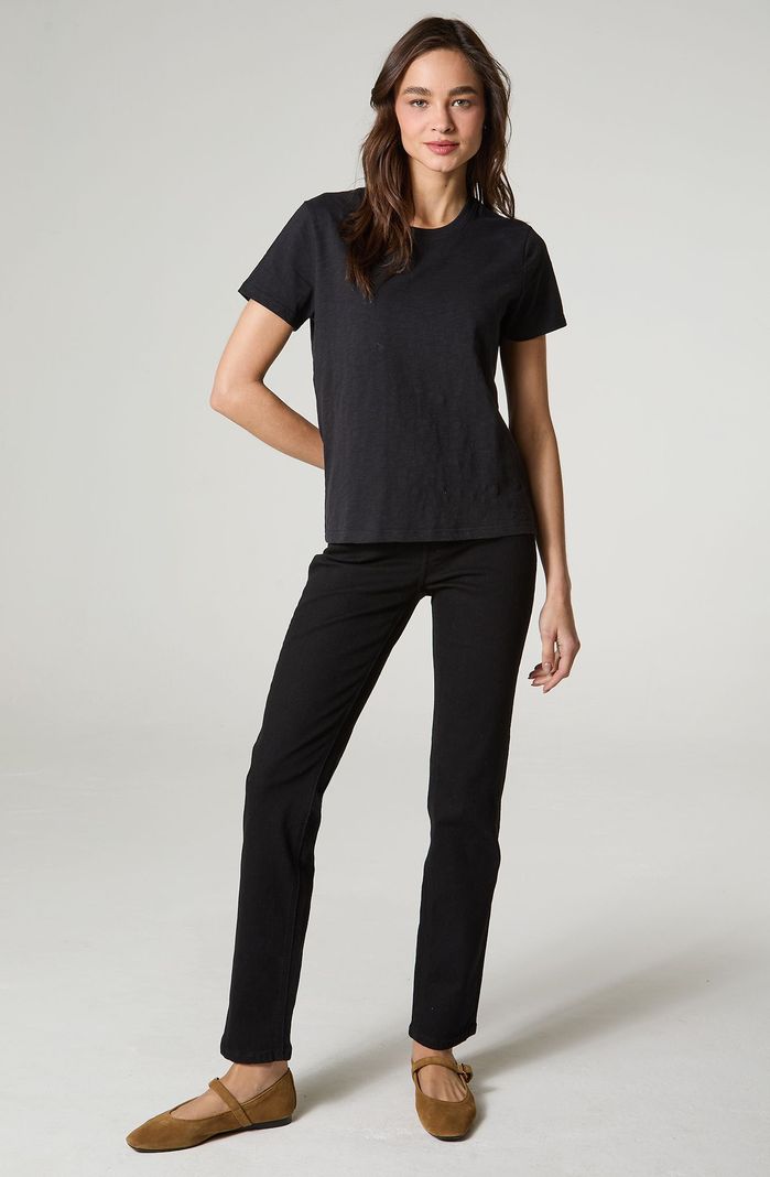 Polera Mujer Manga Corta Slub Regular  Fit Basic