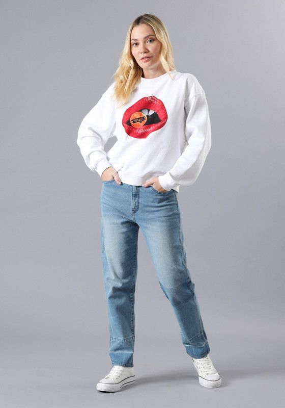 Jeans Tiro Alto Mom Fit Azul   -2