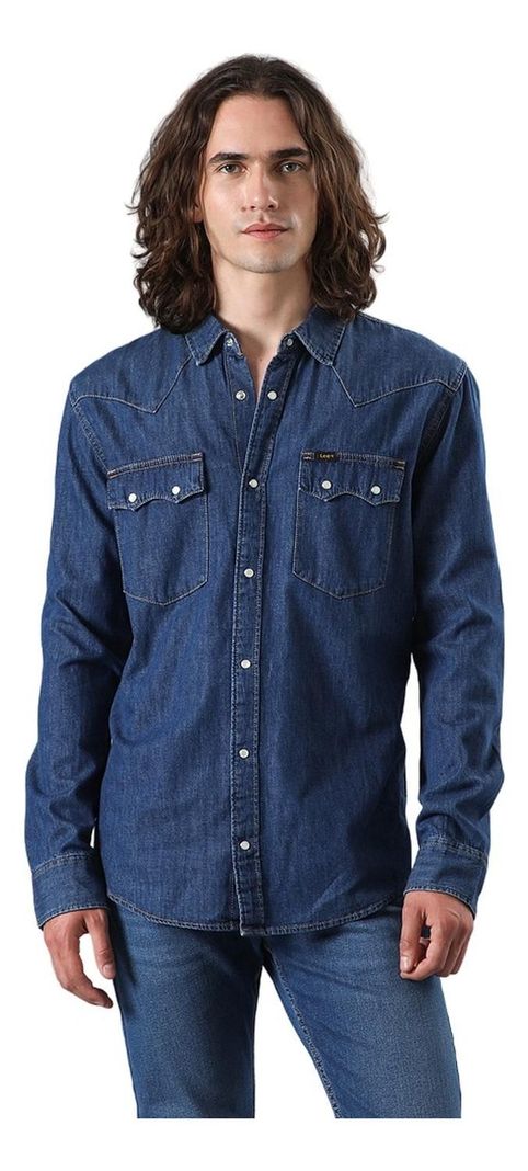 Camisa Hombre Lee® Western Azul Oscuro-0