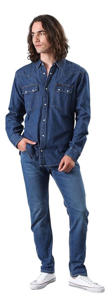 Camisa Hombre Lee® Western Azul Oscuro-3