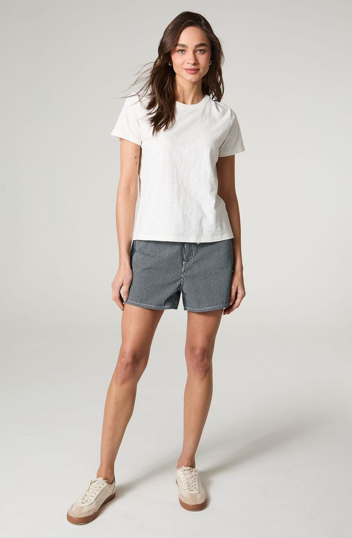 Polera Mujer Manga Corta Slub Regular  Fit Basic