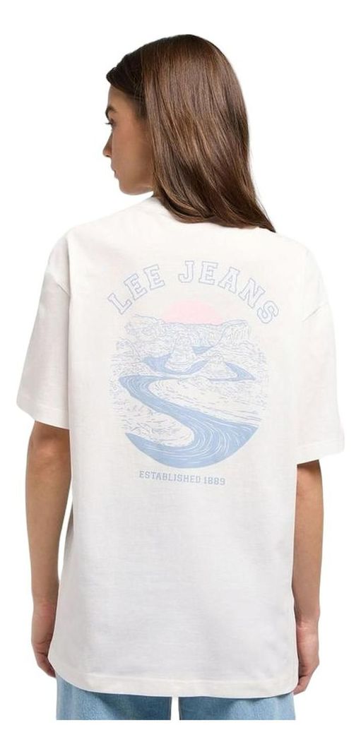 Polera Mujer Loose Graphic Beach Tee Ecru-1