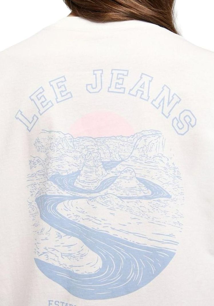 Polera Mujer Loose Graphic Beach Tee Ecru-4
