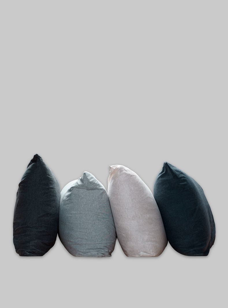 Set 2 Fundas de almohada 100%Algodón elástico, melange color azul / azul oscuro tamaño 50x90cm.-1