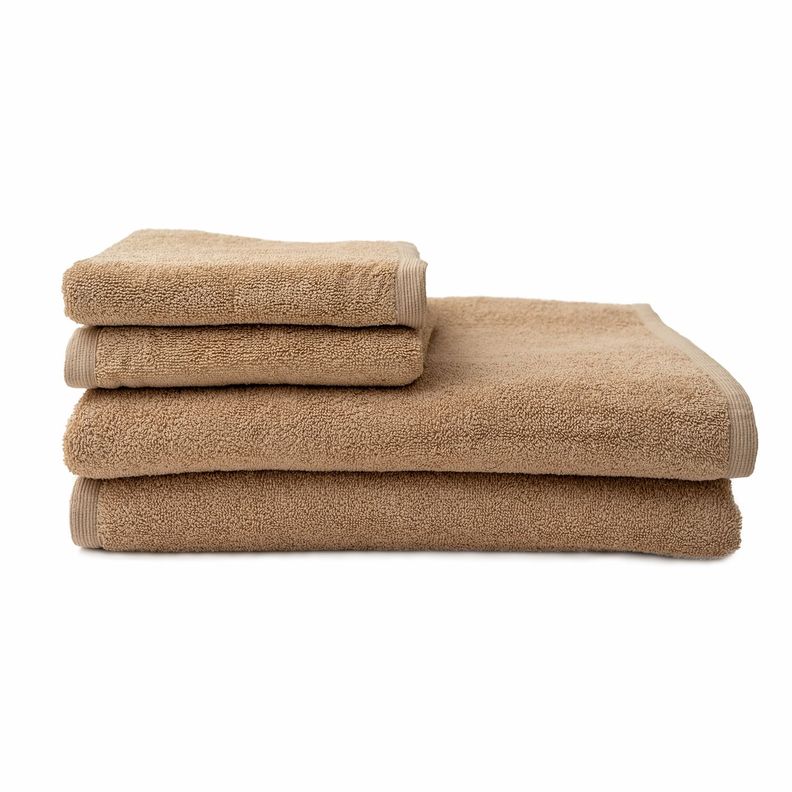 Set 2 toallas de mano y 2 toallas de baño Kanika, 100% algodón, color linen-0