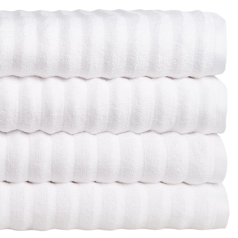 Set 2 toallas de mano + 2 toallones de baño diseño Ola, color blanco-0