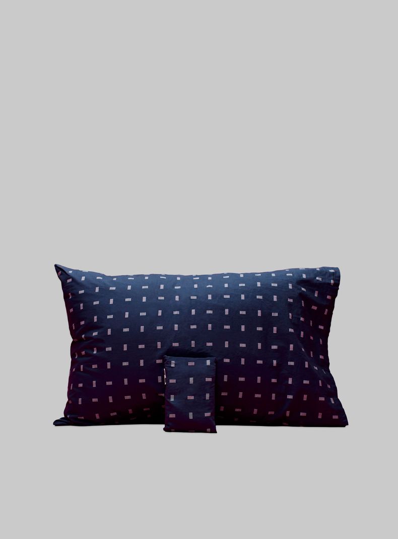 Set 2 fundas de almohadas americanas 100% algodón 200 hilos, color azul / blanco tamaño 50x90cm.-0