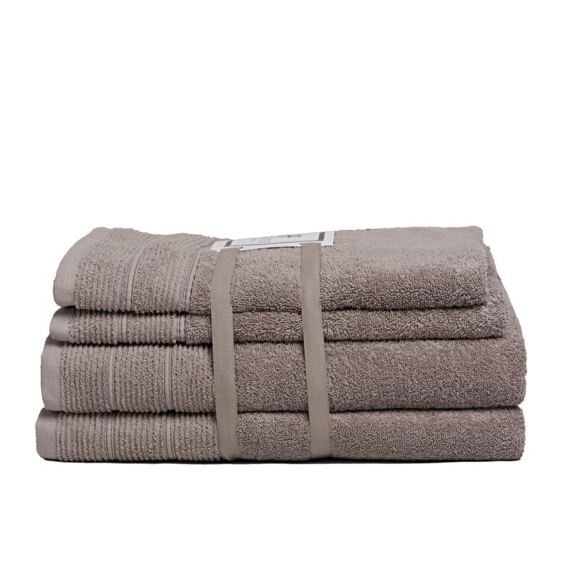 Set de toallas Deluxe con elegante guarda clásica en 100% alg. turco 620gr, color Taupe.-0
