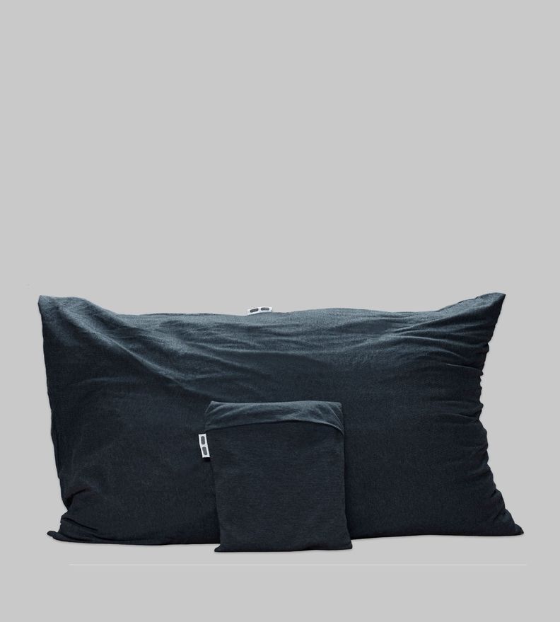 Set 2 Fundas de almohada 50x70cm. 100%Algodón elástico, melange gris oscuro.-0