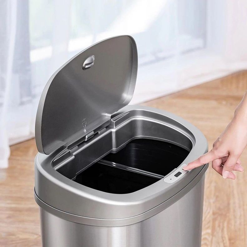 Basurero Automatico Papelera Inteligente Sensor Eco Reciclaje Doble 50 Lts Acero Inoxidable-6