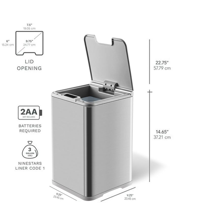 Basurero Automatico Papelera Inteligente Sensor 10 Lts Acero Inoxidable-1