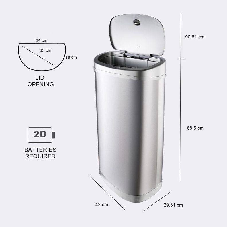 Basurero Automatico Papelera Inteligente Sensor 50 Lts Silver-1