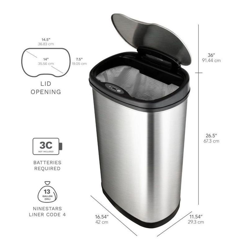 Basurero Automatico Papelera Inteligente Sensor 50 Lts Iron Acero Inoxidable-1