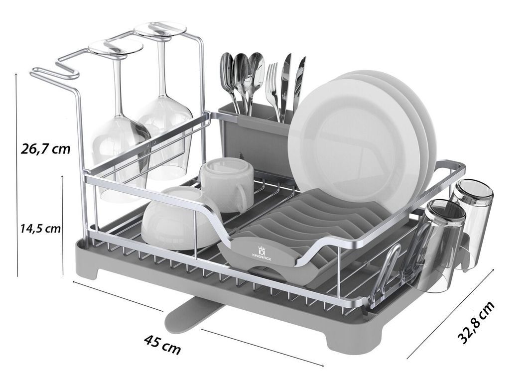Secaplatos Escurridor de platos y cubiertos aluminio Inoxidable 2 en 1-1