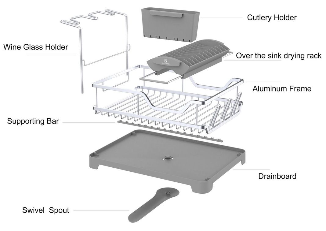 Secaplatos Escurridor de platos y cubiertos aluminio Inoxidable 2 en 1-5