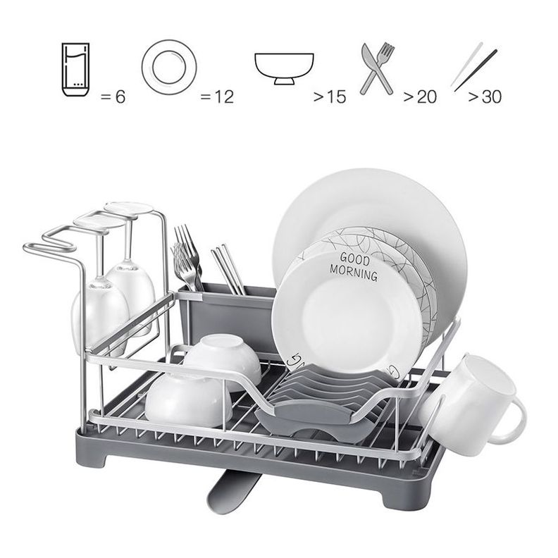Secaplatos Escurridor de platos y cubiertos aluminio Inoxidable 2 en 1-7
