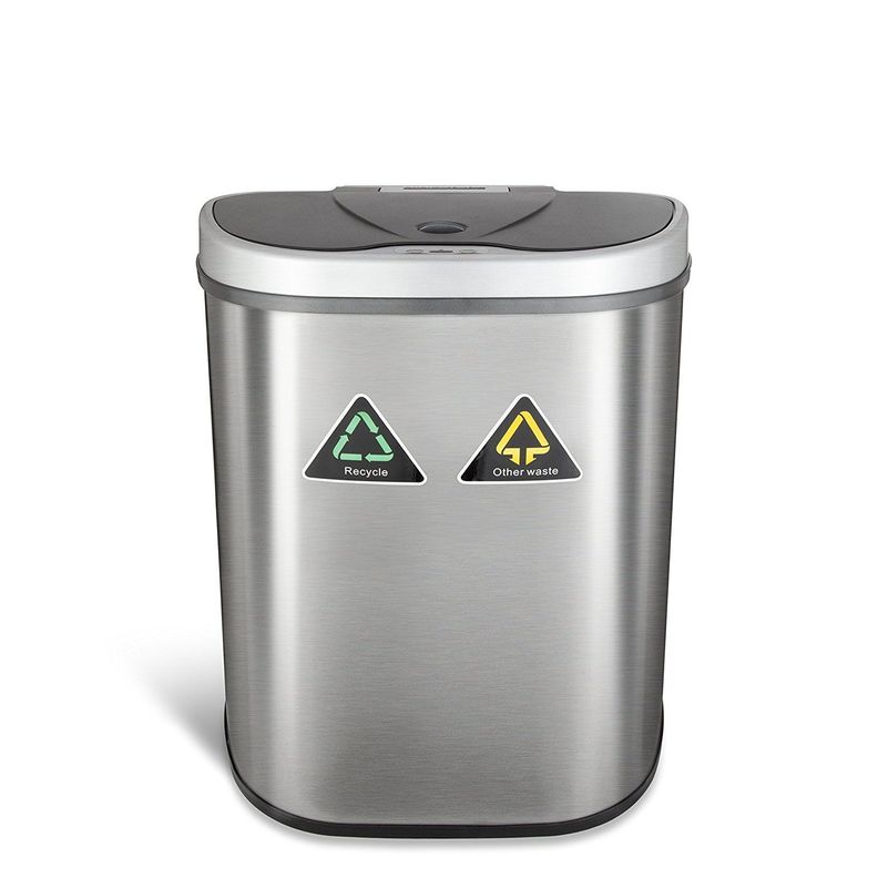 Basurero Automatico Papelera Inteligente Sensor Eco Reciclaje Doble 70 Lts Acero Inoxidable-0
