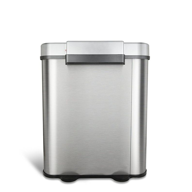 Basurero Automatico Papelera Inteligente Sensor Eco Reciclaje Doble 70 Lts Acero Inoxidable-5
