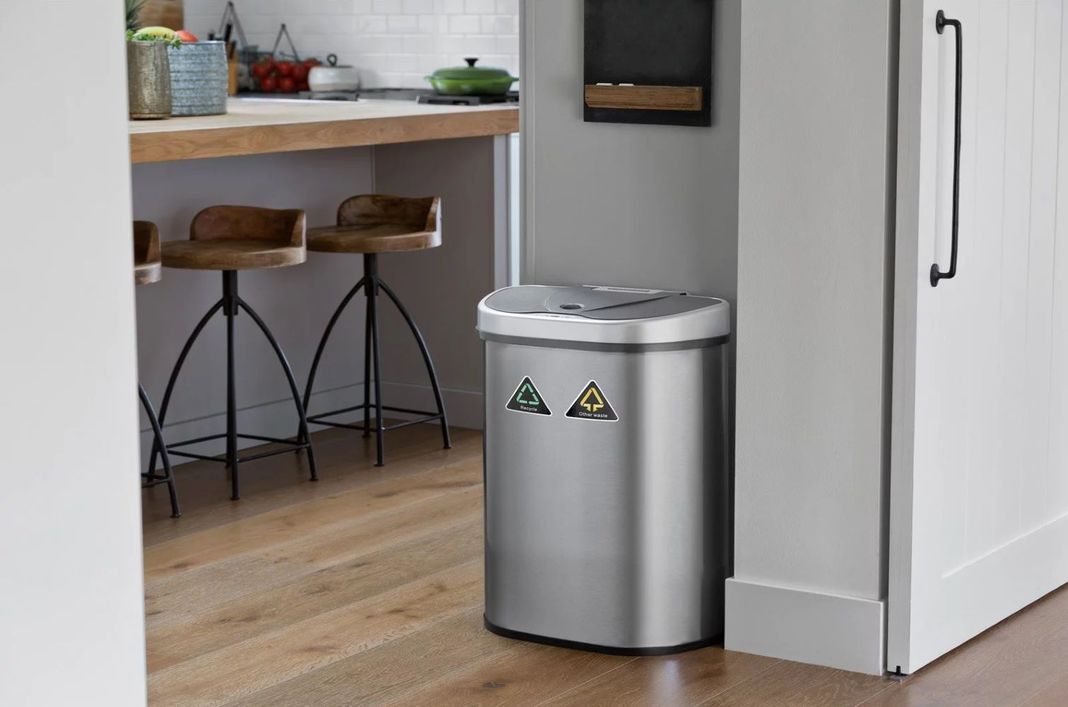 Basurero Automatico Papelera Inteligente Sensor Eco Reciclaje Doble 70 Lts Acero Inoxidable-3