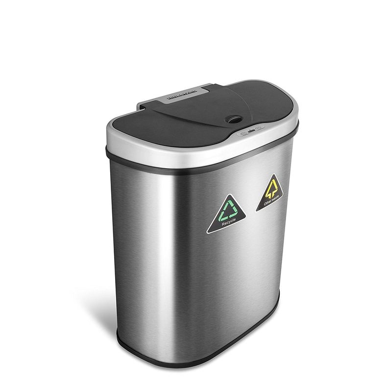 Basurero Automatico Papelera Inteligente Sensor Eco Reciclaje Doble 70 Lts Acero Inoxidable-6