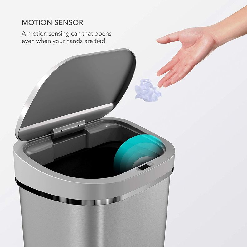 Basurero Automatico Papelera Inteligente Sensor 80 Lts Silver Acero Inoxidable-3
