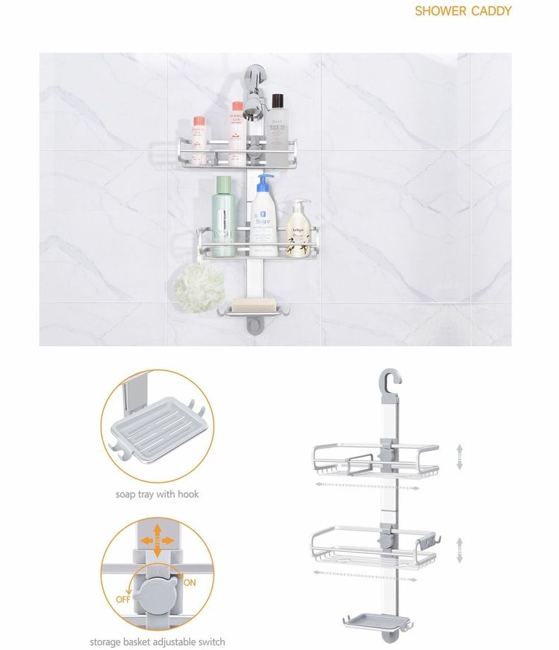 Organizador colgante de ducha aluminio inoxidable baño-3