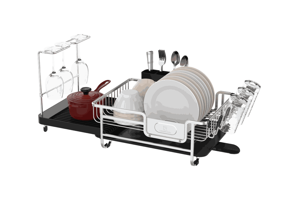 Secaplatos Escurridor de platos y cubiertos aluminio Inoxidable extensible-4