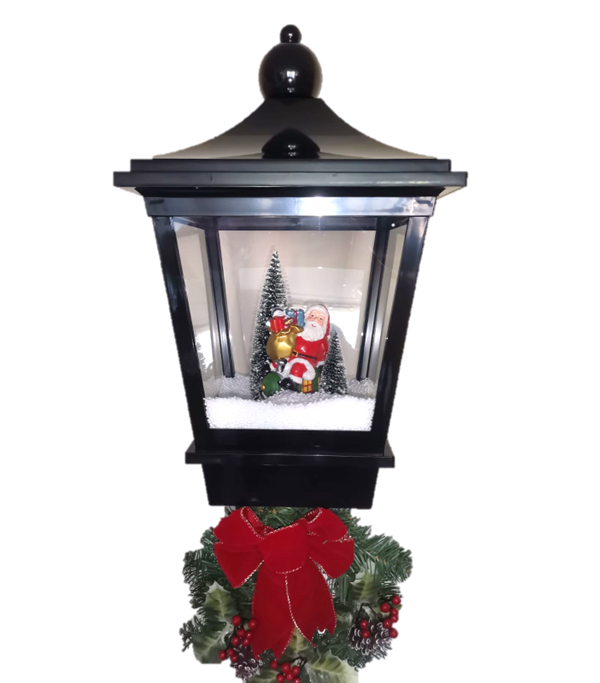 Farol con Pedestal Navideño con Nieve Sonido y Luz Led-1
