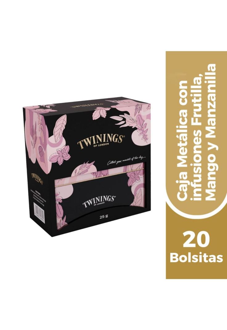 Caja Metálica Rosada Twinings con 20 Bolsitas de Infusiones-0
