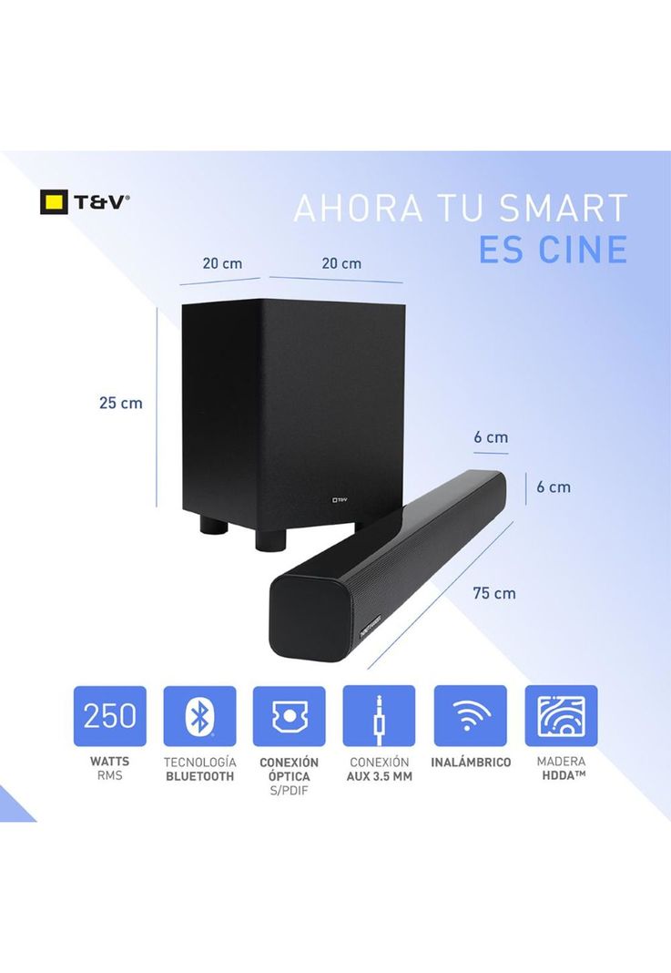 Home theater Barra de sonido Wireless 2.1 Bluetooth Optica-1