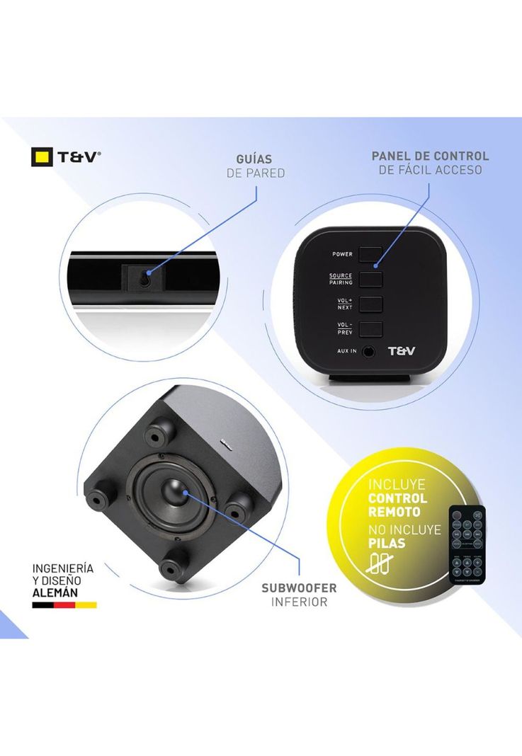 Home theater Barra de sonido Wireless 2.1 Bluetooth Optica-2