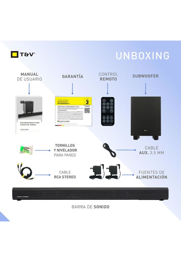 Home theater Barra de sonido Wireless 2.1 Bluetooth Optica-3