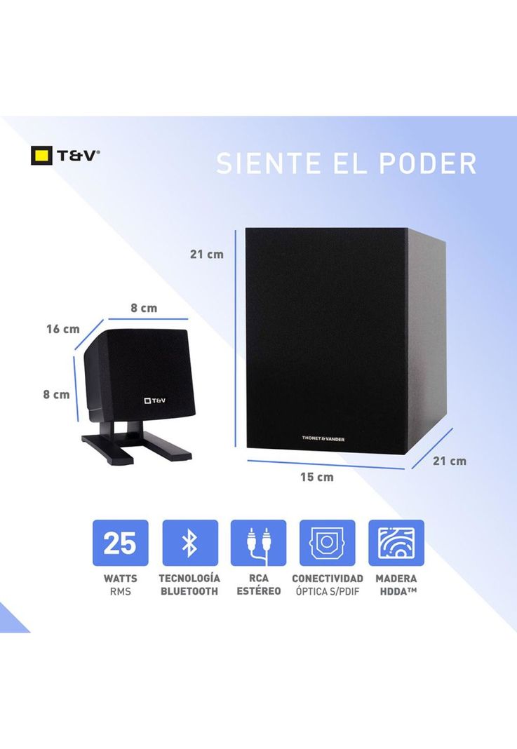 Parlantes Home Theater 2.1 Bluetooth Optico Rca Smart TV PC-2