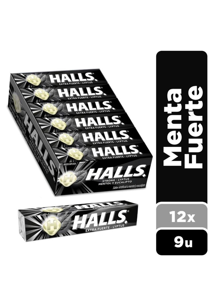 Halls Caramelos Duros Sabor Menta Fuerte Pack 12 X 9 Un-0