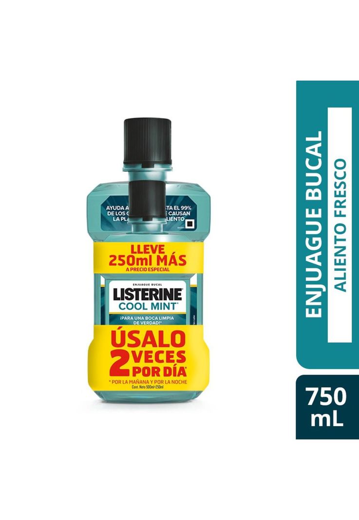 Enjuague Bucal LISTERINE® Cool Mint  500 ml + 250 ml-0