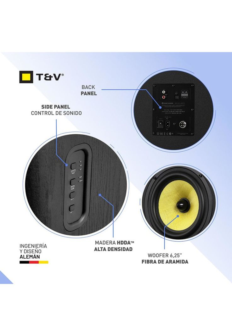 Parlantes 2.0 Monitor de estudio High End Bluetooth Optico-2