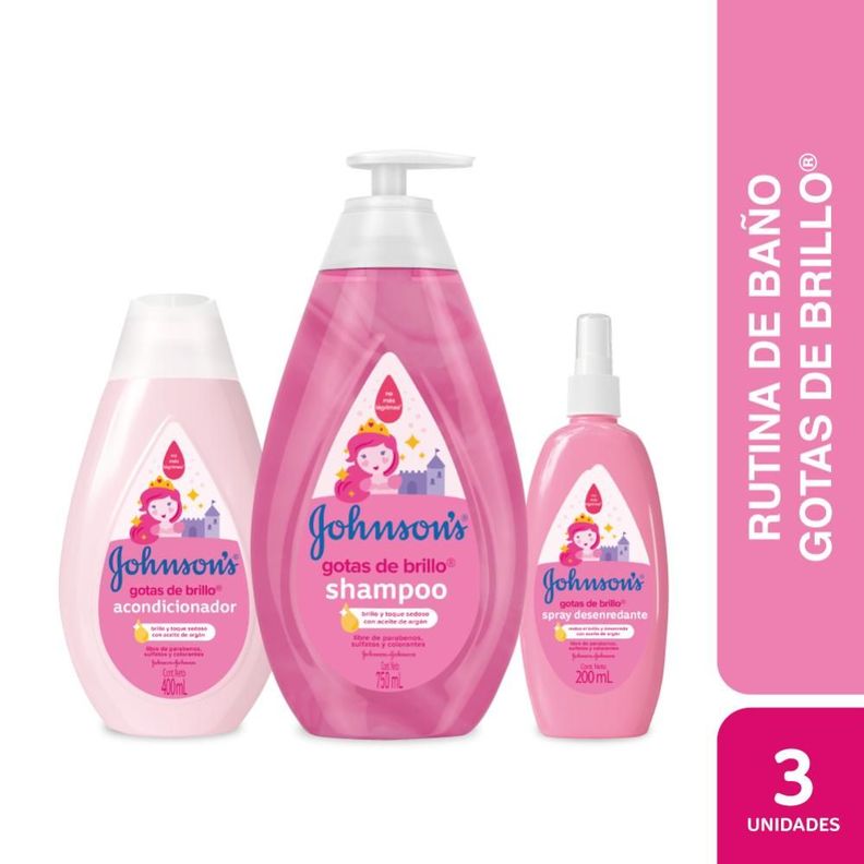Shampoo750+Acond400+Spray200 Johnson's Baby Gotas de Brillo-0